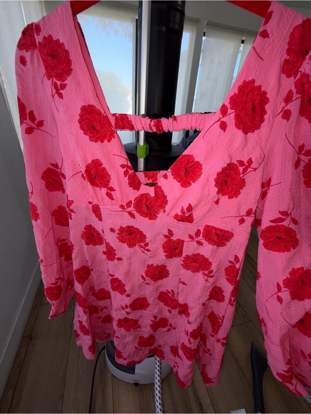 Crystal Doll Open Back Floral Cutout Mini Dress Pink Red Cottagecore S - Picture 7 of 7